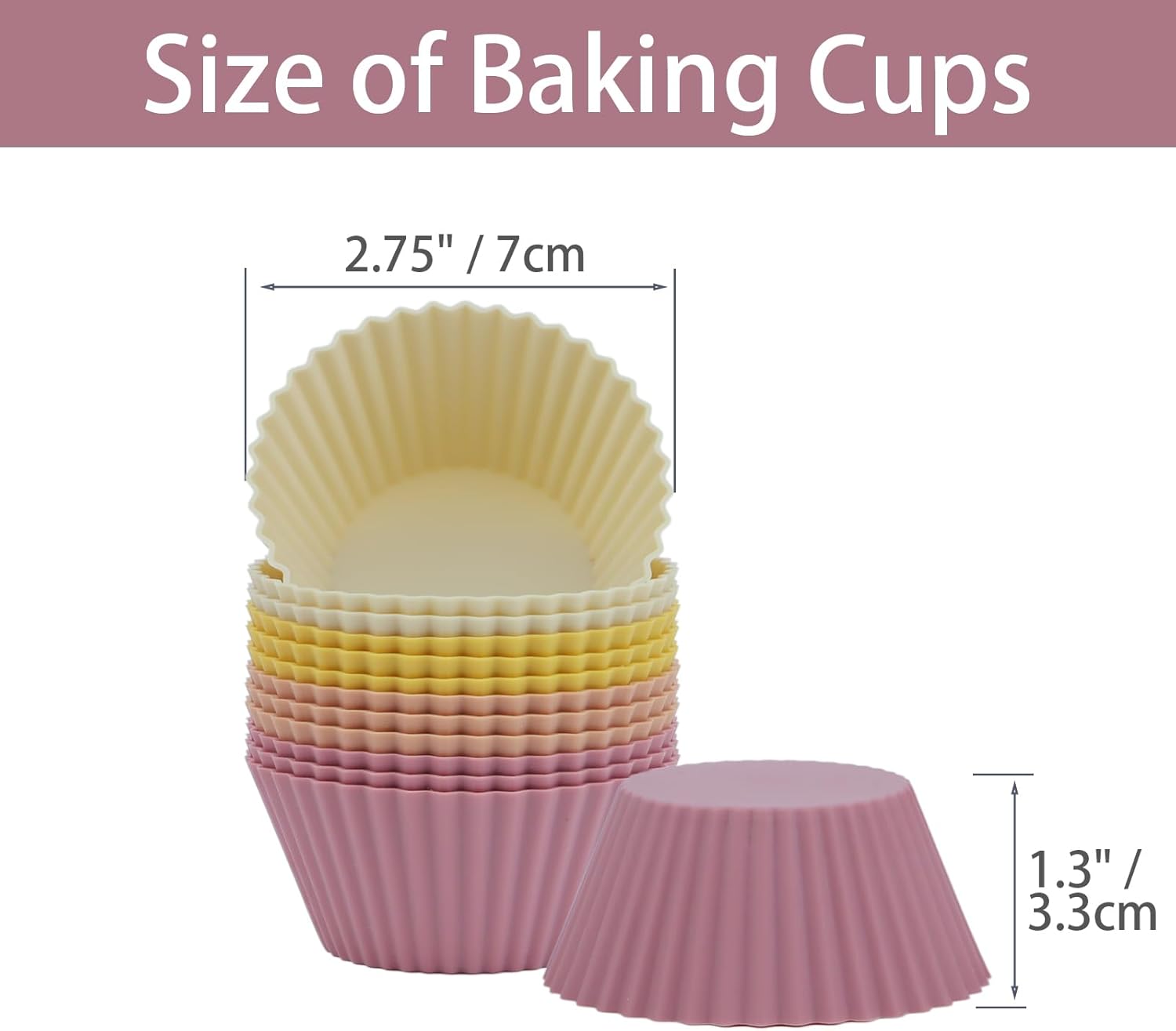 Skiennix Silicone Baking Muffin Cups - 12 Pack Reusable Cupcake Liners | BPA Free & Dishwasher Safe (Orange)