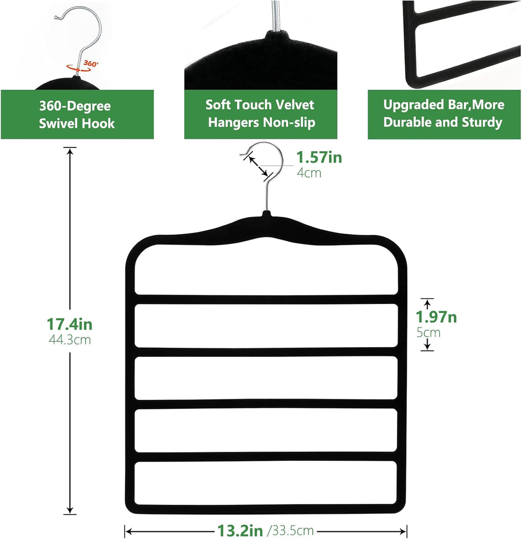 Skiennix Velvet Pants Hangers - Space-Saving Closet Organizers | 3-Pack for Dorm Rooms & College Students