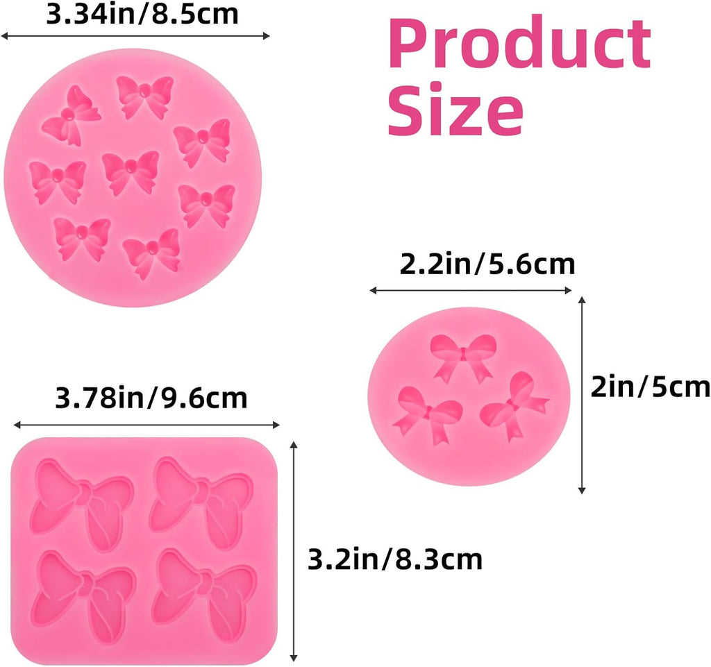 Skiennix 3-Pc Bow Silicone Mold Set - Perfect for Fondant, Chocolate, and Cake Decorating | DIY Desserts