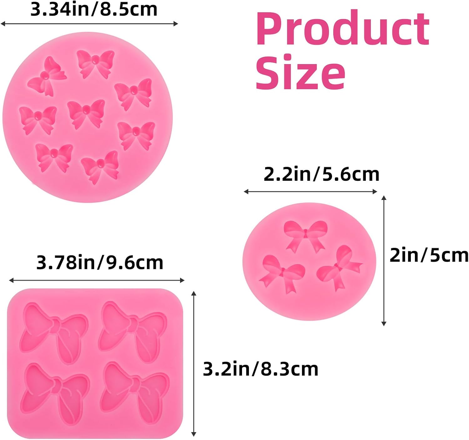 Skiennix 3-Pc Bow Silicone Mold Set - Perfect for Fondant, Chocolate, and Cake Decorating | DIY Desserts