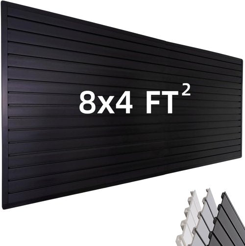 FRAYSCENT Slat Wall Paneling - Garage Tool Organizer with Wall Mount Storage | Black, 8ft x 4ft