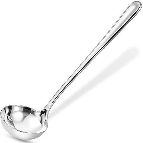 KEAWELL Premium 11" Verona Ladle, 18/10 Stainless Steel, Heavy-Duty with Deep Bowl, High-Polished Finish, Ergonomic Handle for Smooth Pouring, Dishwasher Safe (1, 11" Soup Ladle)