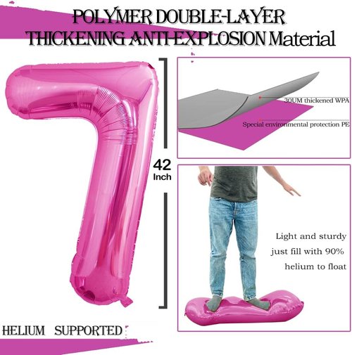 GOER Jumbo 42-Inch Number 17 Balloons - Sweet 17 Birthday Party Decorations in Hot Pink