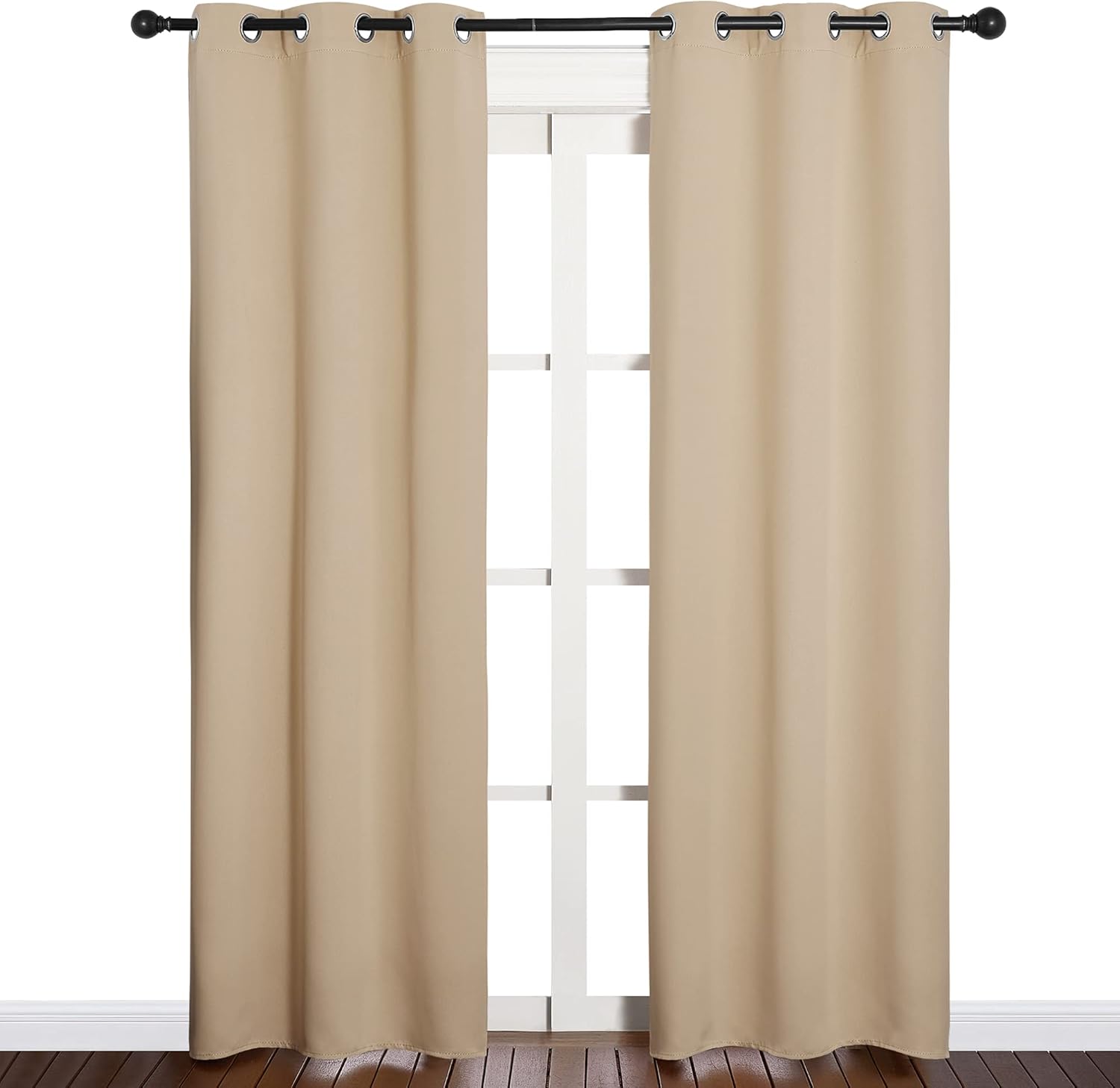 NICETOWN Room Darkening Curtains - Thermal Insulated Grommet Draperies for Bedroom | Biscotti Beige, 2 Panels, W34 x L84-Inch