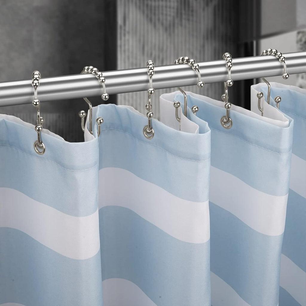 Titanker Shower Curtain Hooks - Rust Resistant Metal Double Glide Design | Set of 12 Nickel Hooks