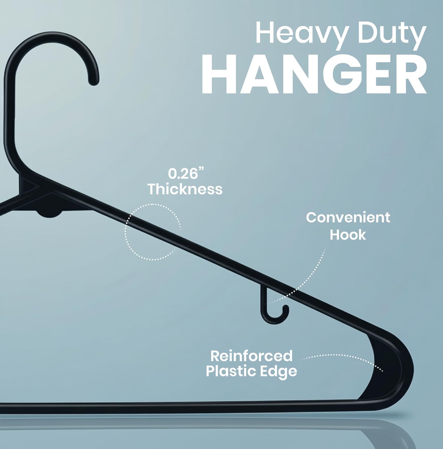 Utopia Home Plastic Hangers 50 Pack - Durable Space-Saving Closet Organizers - Ideal for Shirts, Pants & Coats (Black)