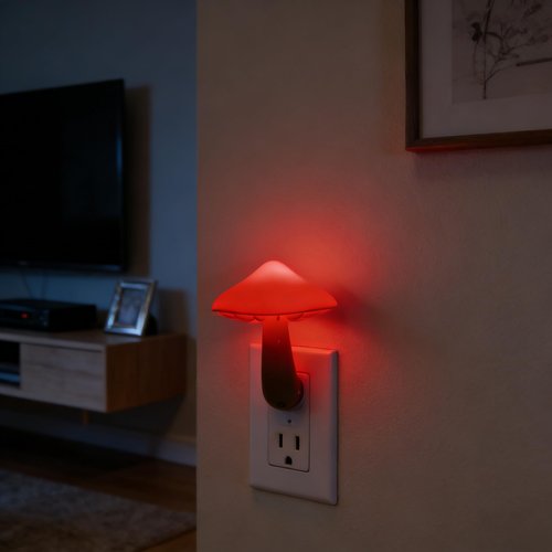 AUSAYE 2 Pcs LED Night Light Plug in Nightlight Wall Lamp, Mushroom Night Light Mini Magic Night Lights for Adults Kids Bedroom, Bathroom,Toilet,Stairs,Kitchen,Hallway Red Led Light