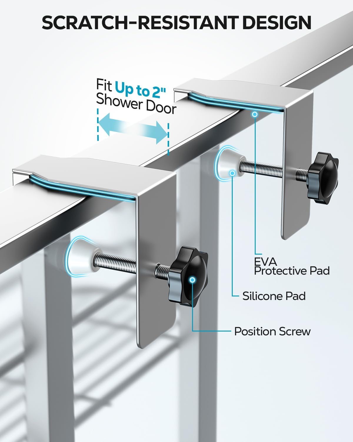 Nieifi Over The Door Shower Caddy - Adjustable Bathroom Organizer Rack | Extra Large Silver Shelf