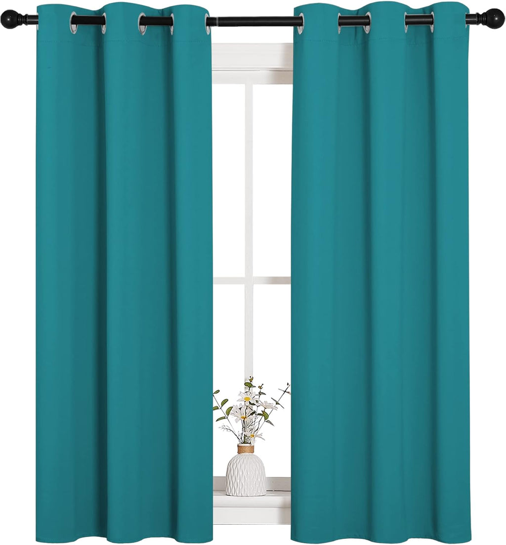 NICETOWN Blackout Curtains - Thermal Insulated Room Darkening Panels for Elegant Bedrooms | Peacock Teal, 54" Length (2 Pieces)