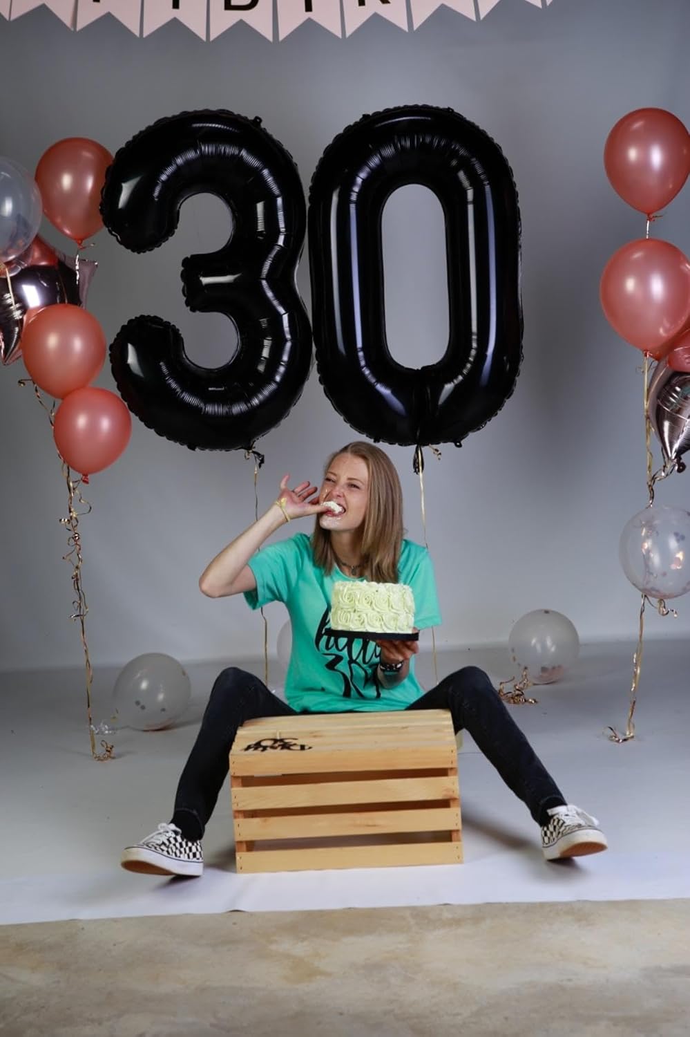 Skiennix 30 Balloon Numbers - 40-Inch Black Number Balloons for 30th Birthday & Celebrations