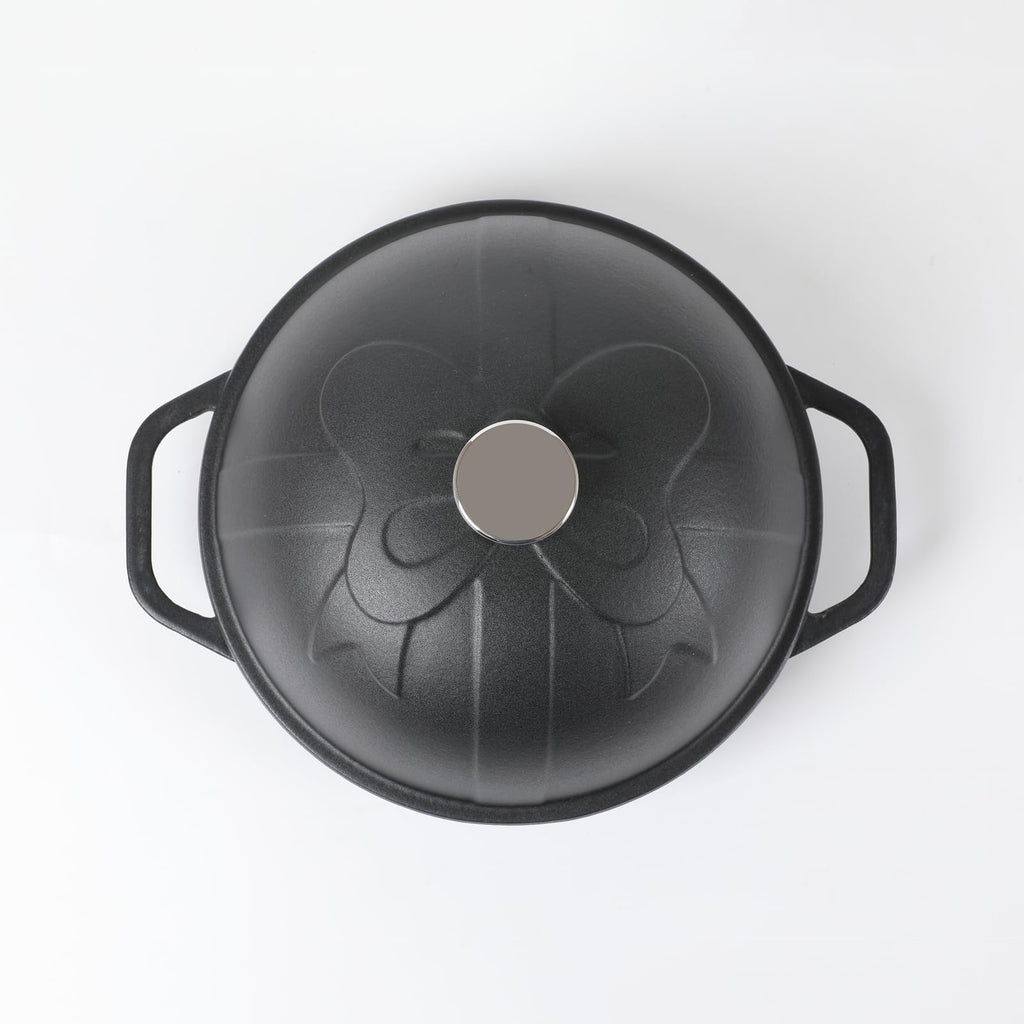 HAWOK Cast Iron Bread Oven with Cloche Lid, Dia.9.8inch/25cm, 1.5qt, Sourdough Baking Pan, Pre-seasoned Black