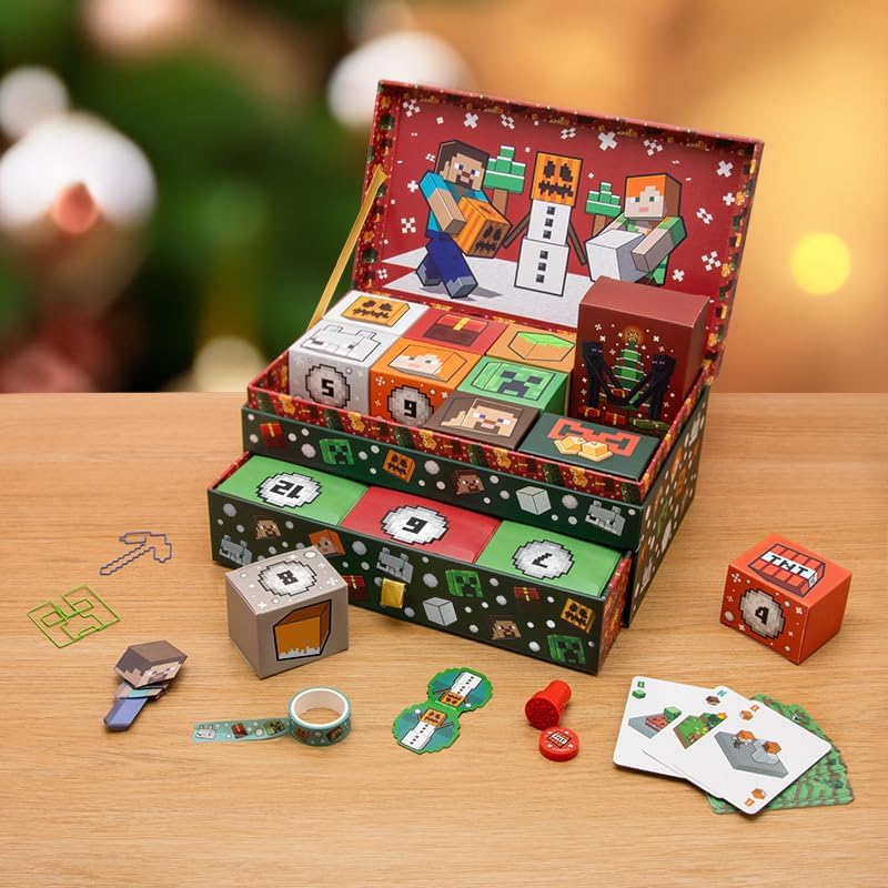 Paladone Minecraft Keepsake Box Advent Calendar - 24 Days of Gifts & Surprises for Gamers | Official Holiday Countdown