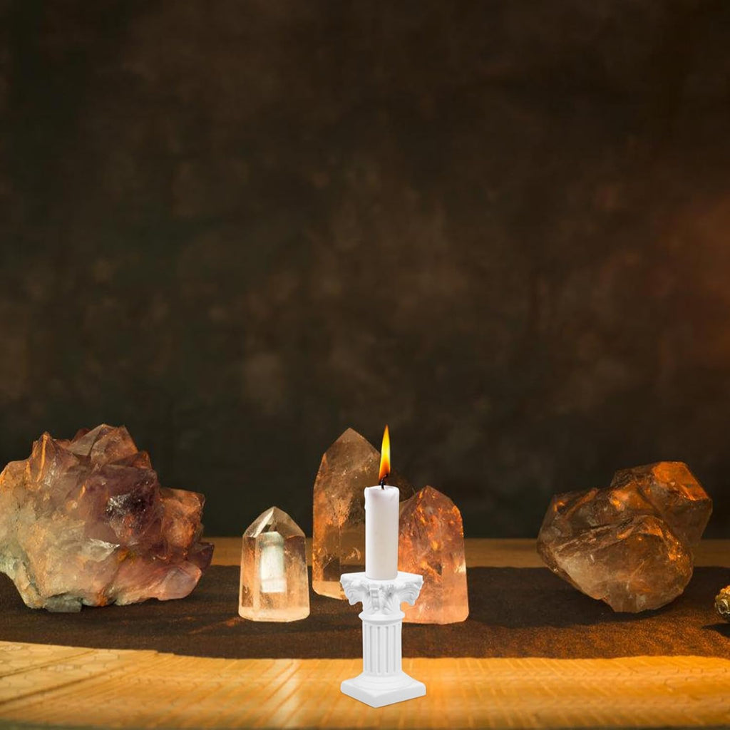 TOYANDONA Roman Pillar Statues - Elegant Greek Columns Candle Holders | 2-Piece White Resin Set
