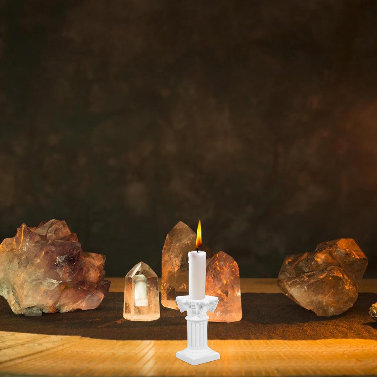 TOYANDONA Roman Pillar Statues - Elegant Greek Columns Candle Holders | 2-Piece White Resin Set