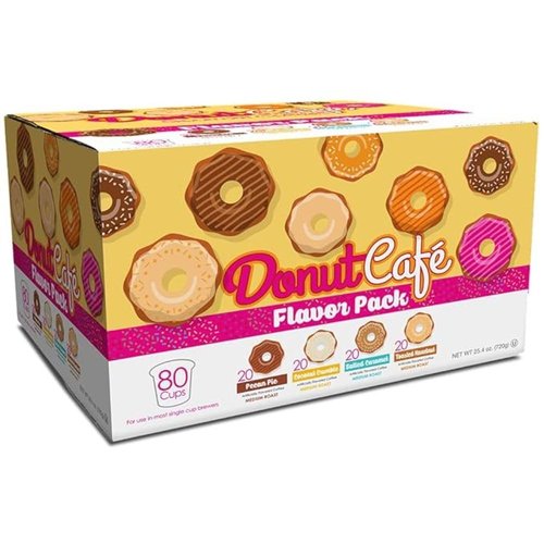 Donut Café Gourmet Coffee Variety Pack - Medium Roast Flavors: Pecan Pie, Coconut Crumble & More | 80 Single Serve Pods for Keurig