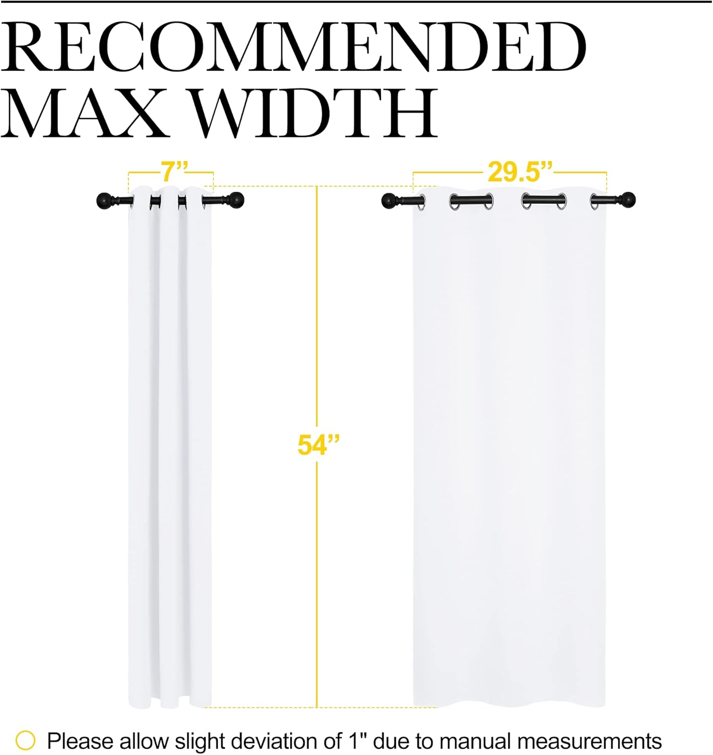 NICETOWN Light Blocking Curtain Panels - Easy-Care Solid Grommet Drapes for Bedroom | 34x54 Inches, White (2 Panels)