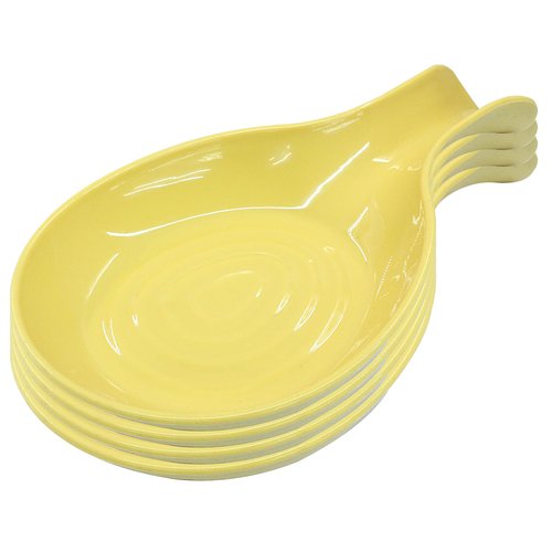 Cionyce Yellow Plastic Spoon Rest Set, Serving Spoon holder for Stove Top, Kitchen Utensil Rack for Tongs, Spatulas(4Pcs)