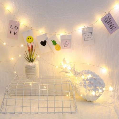 JMTGNSEP 50 LED Fairy Lights - Battery Powered Photo Clip String Lights for Indoor Decor | 16ft Warm White