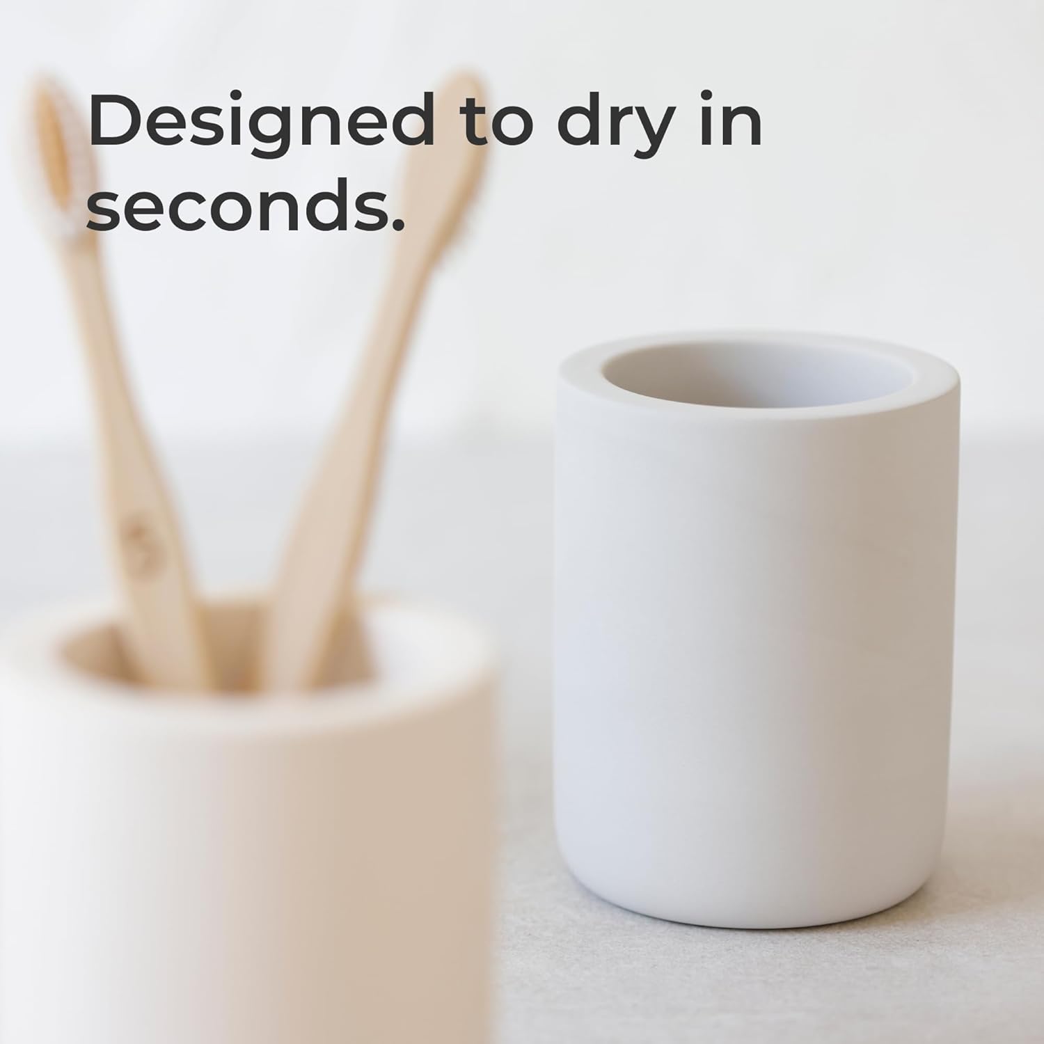 Selegna Diatomite Toothbrush Holder - Quick Drying Bathroom Organizer for Electric Toothbrushes | Beige