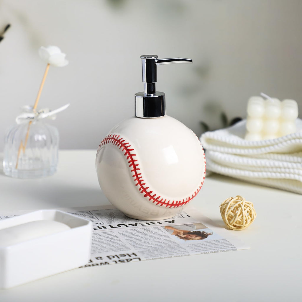 Colias Wing Baseball Shape Soap Dispenser, Plastic Pump, Refillable Lotion Soap Bottle, Lotion Bottle, Hand Soap Dispenser