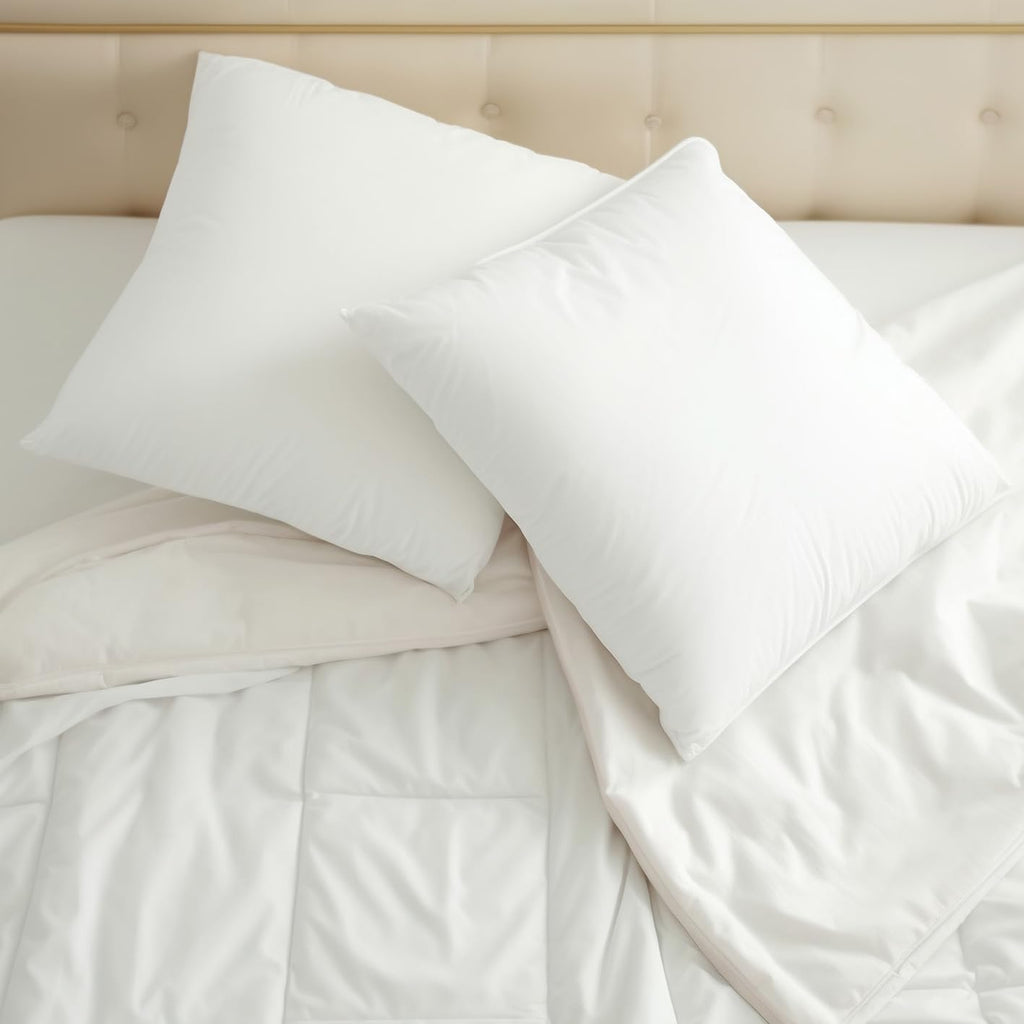 OKBA Throw Pillows Insert Set of 2, with 100% Cotton Cover, Bed and Couch - Indoor Hotel Decorative Pillows, 22x22 in White Pillows Inserts