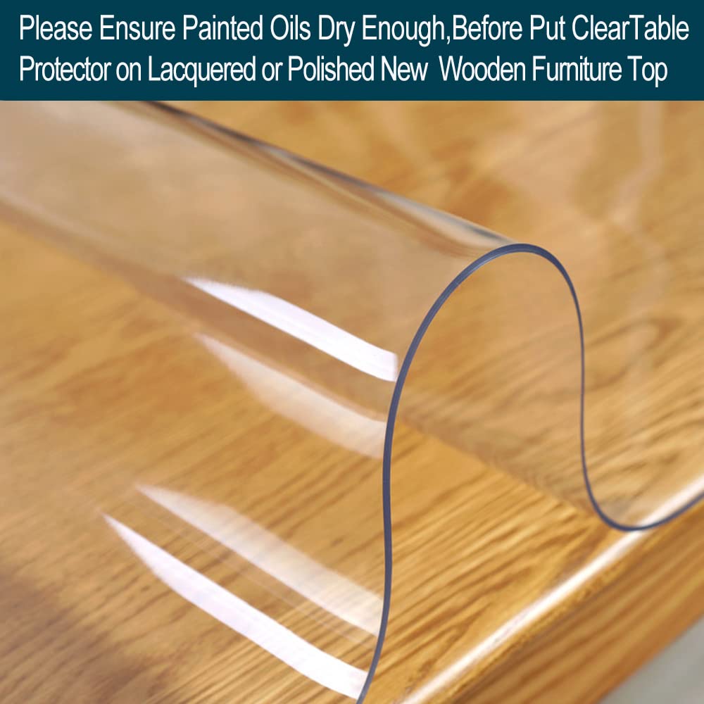 42 X 78 Inch Clear Table Protector Eco Clear Plastic Vinyl Tablecloth Rectangle Protective Desk Office Top Pad Cover Glass Wood Dining Coffee End Tabletop Protection Mat Clean Polyester Wipeable PVC
