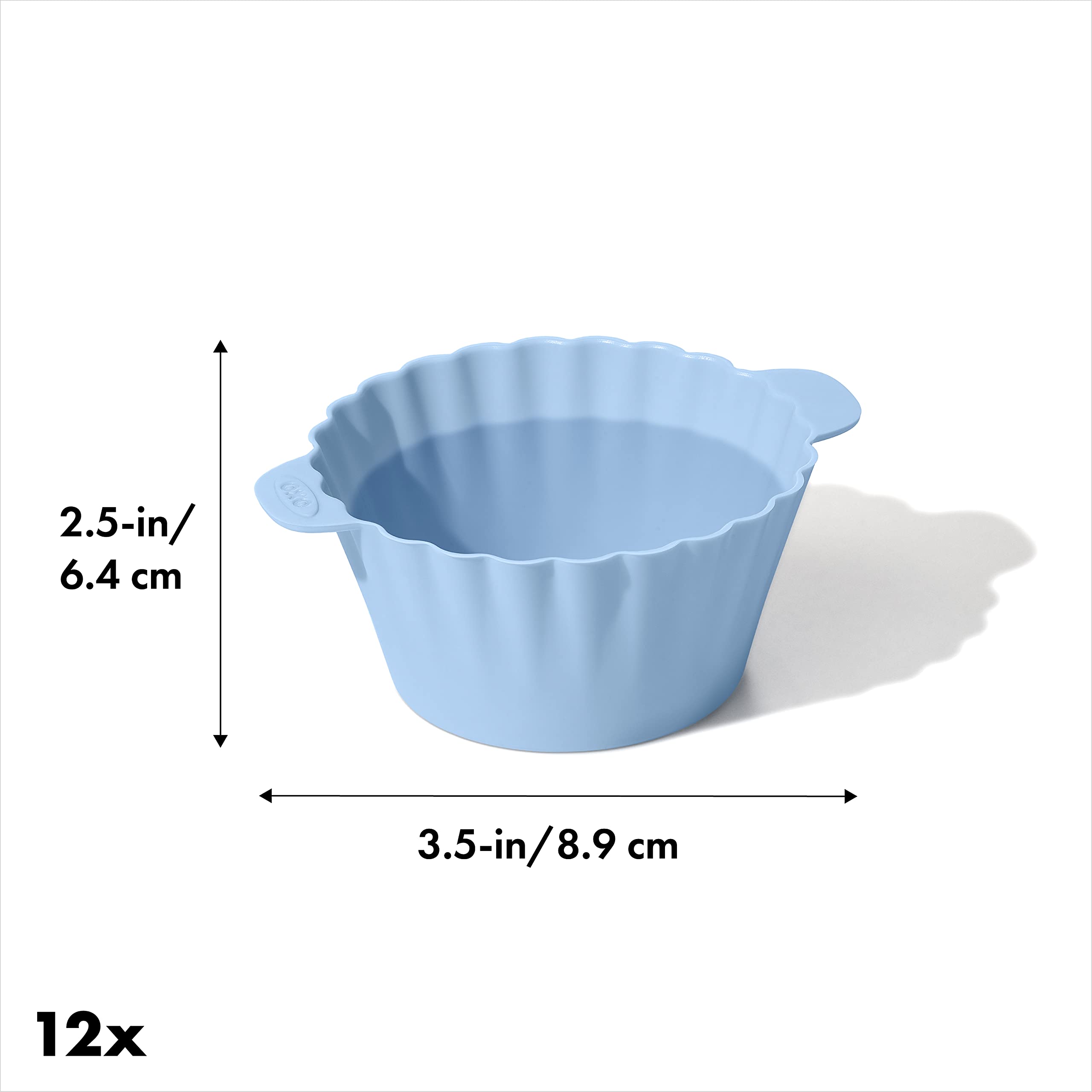 OXO Good Grips Silicone Baking Cups, Pack of 12, Reusable, BPA-Free, Dishwasher Safe, Non-Stick, Food Grade, Cupcake Cups, Muffin Cups, Cupcake Liners, Muffin Liners