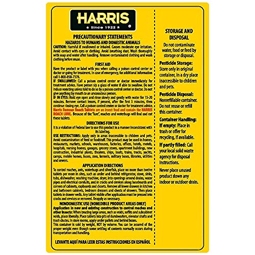 Harris Roach Tablets - Boric Acid Insect Killer (6 oz, 145 Tablets)