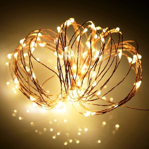 Ariceleo LED Fairy Lights - Battery Operated Copper Wire String Lights | 5m/16ft Warm White for Bedroom, Parties, Weddings