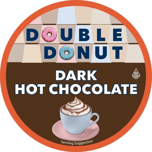 Double Donut Coffee Dark Hot Chocolate Pods - Rich Dark Cocoa for Keurig K-Cup Brewers | 24 Count