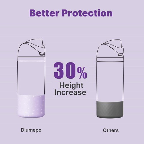 Diumepo Silicone Boot for Owala 14/16 oz Water Bottle, Anti-Slip Protective Sleeve for Owala 12 oz Kids Tumbler, Boot Bottom Base fit Flip 14 oz Insulated Stainless-Steel Water Bottle (Glitter Purple)