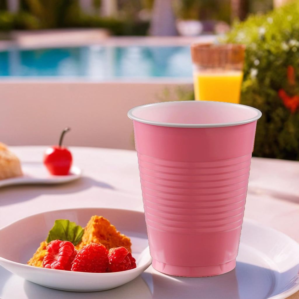 New Pink Plastic Cups (Pack of 20) - 18 oz. - Versatile Drinkware for Indoor & Outdoor Parties, Weddings, Birthdays, Celebrations & More