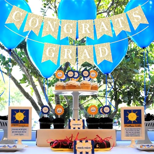 Gold Graduation Banner - Class of 2026 Congratulations Decorations