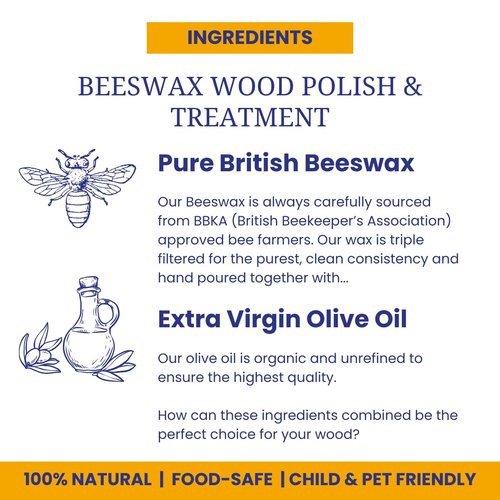 Premium Food-Safe Beeswax Wood Polish & Furniture Wax – Hand Poured Wood Conditioner | Eco-Friendly & Non-Toxic | Protects & Restores All Wood: Furniture, Toys, Cutting Boards, Ornaments (3.5 Fl Oz)