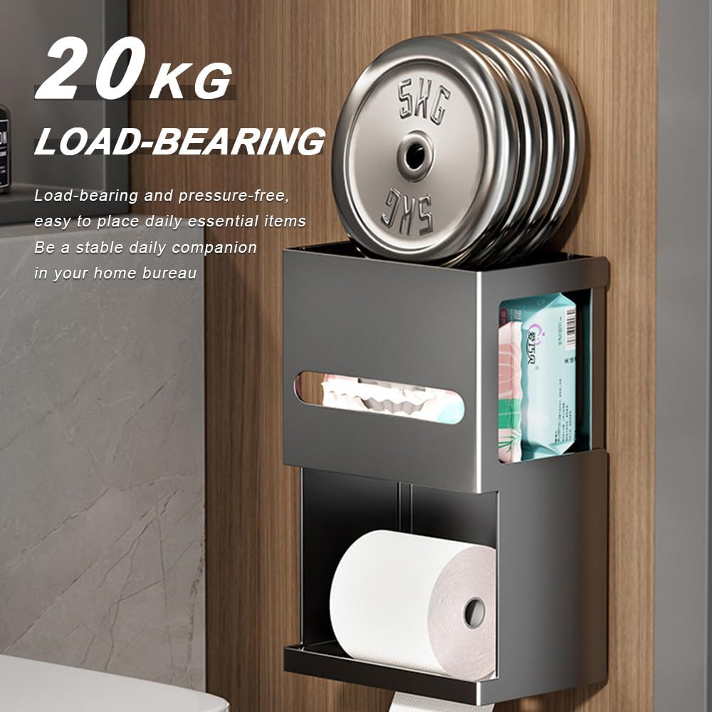 Skiennix Toilet Paper Holder - Multifunctional Stainless Steel Dispenser with Phone Shelf
