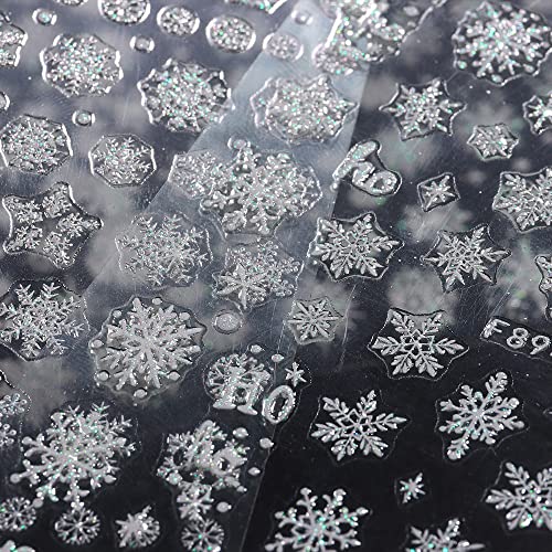 Christmas Snowflake Nail Art Stickers - 8 Sheets 3D White Winter Decals