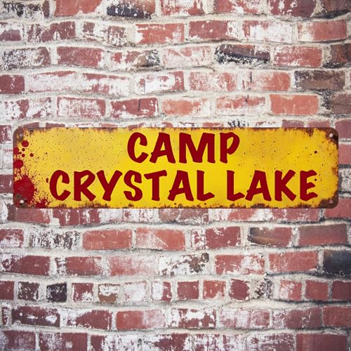 Camp Crystal Lake Street Sign - Vintage Metal Tin Sign (16x4 Inches)