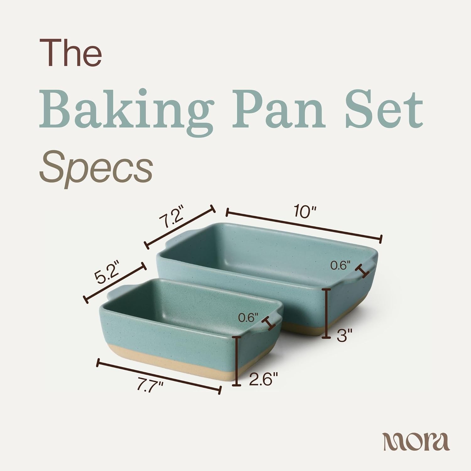 Mora Ceramic Baking Dishes Set of 2 | Versatile Casserole & Loaf Pans - 7x11 in Porcelain, Freezer Safe - Iris