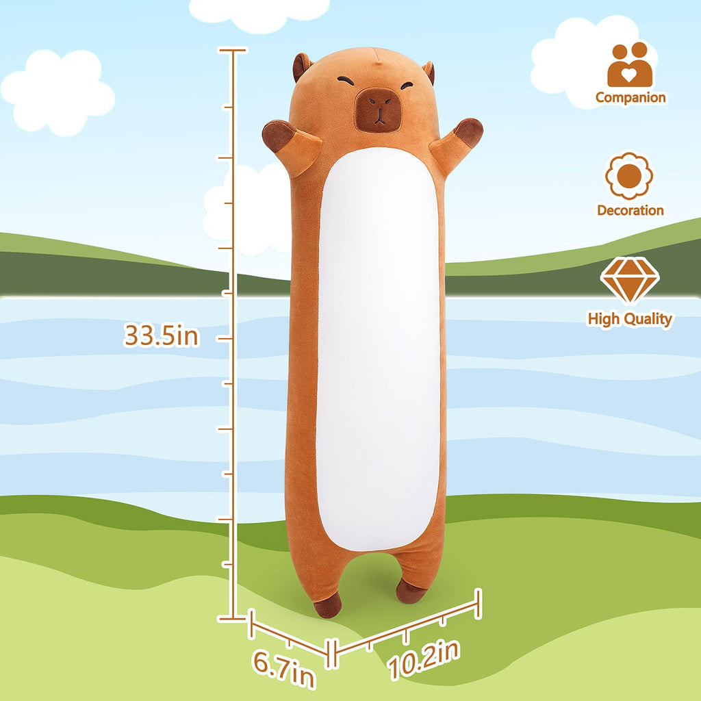 Sprinqdawin Large Capybara Stuffed Animal,33.5” Long Capybara Plush,Cute Plushies Animal Body Pillow,Kawaii Big Plush Toy Animals Gifts,Animals Sleeping Hug Pillow for Kids Adults Birthday