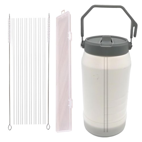8PCS Reusable Straws for Stanley 64 oz IceFlow Tumbler | Stanley Cup Accessories with 2 Extra Long Straw Cleaner Brushes | PE Plastic Replacement Straws (64oz)