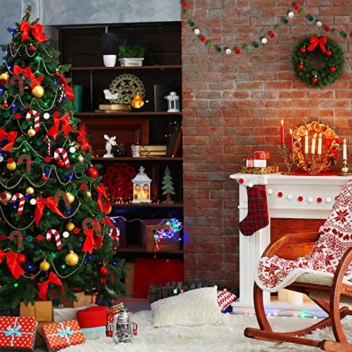 Christmas Felt Pom Pom Garland Set with Candy Cane & Colorful Balls