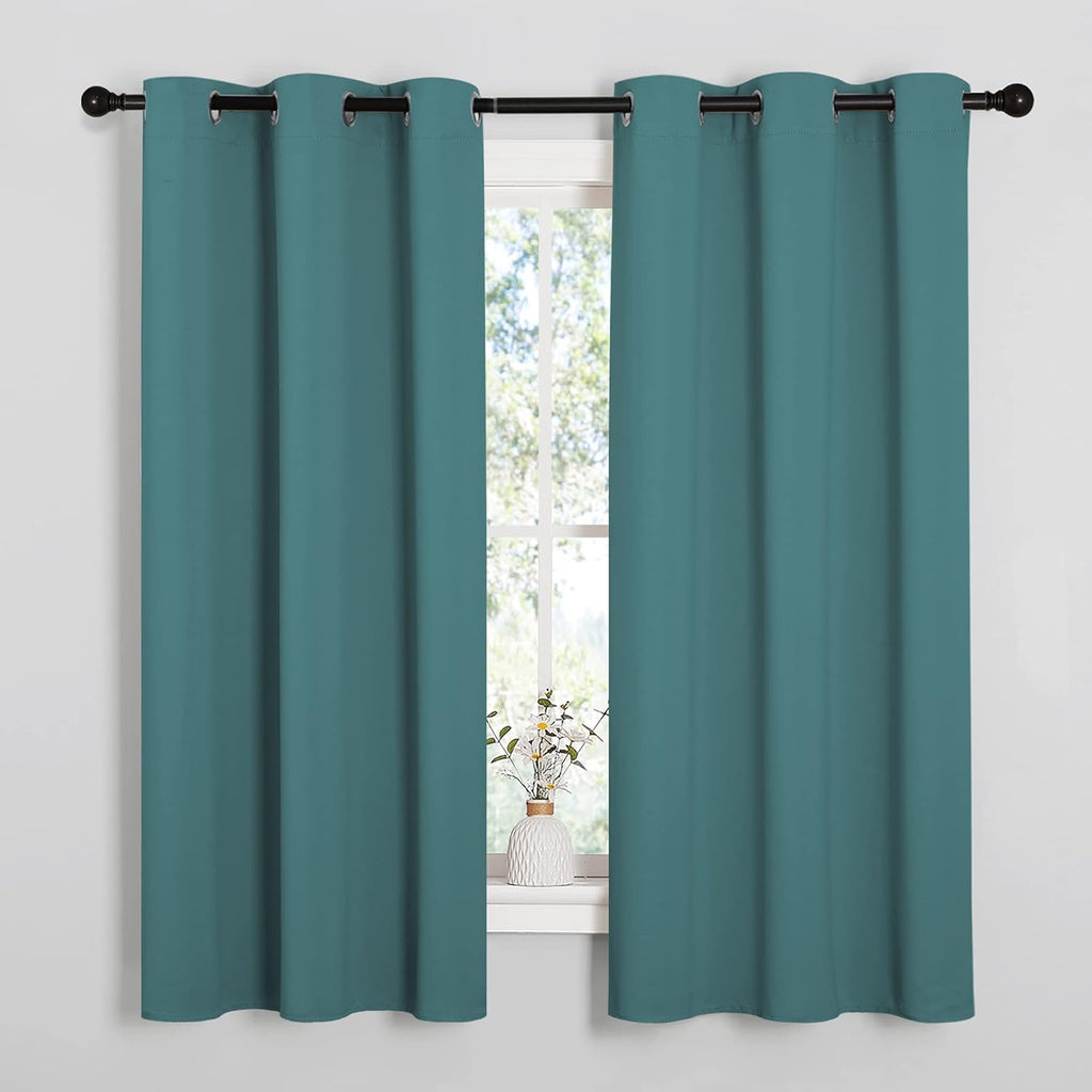 NICETOWN Thermal Insulated Blackout Curtains - Solid Grommet Drapes for Dining Room | Sea Teal, 42x63-Inch (1 Pair)