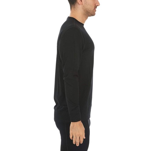 100% Merino Wool Lightweight Mens Base Layer - Long Sleeve Crew Shirt Black Medium Tall