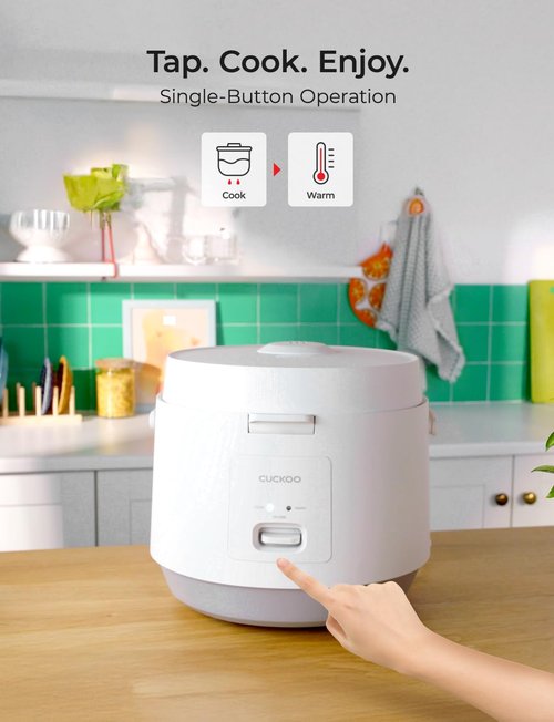 CUCKOO Basic Rice Cooker 10-Cup Uncooked / 20-Cup Cooked, Large Rice Maker and Warmer with Nonstick Inner Pot, Easy to Use with Auto Keep Warm, Includes Steam Tray, White (CR-1095)