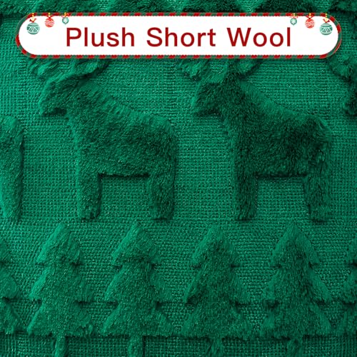 OTOSTAR Christmas Tree and Elk Throw Pillow Cover, Green 18x18 Inch