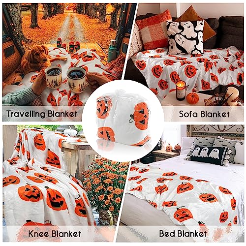 Halloween Pumpkin Face Throw Blanket - 60"x50" Soft Flannel Fleece