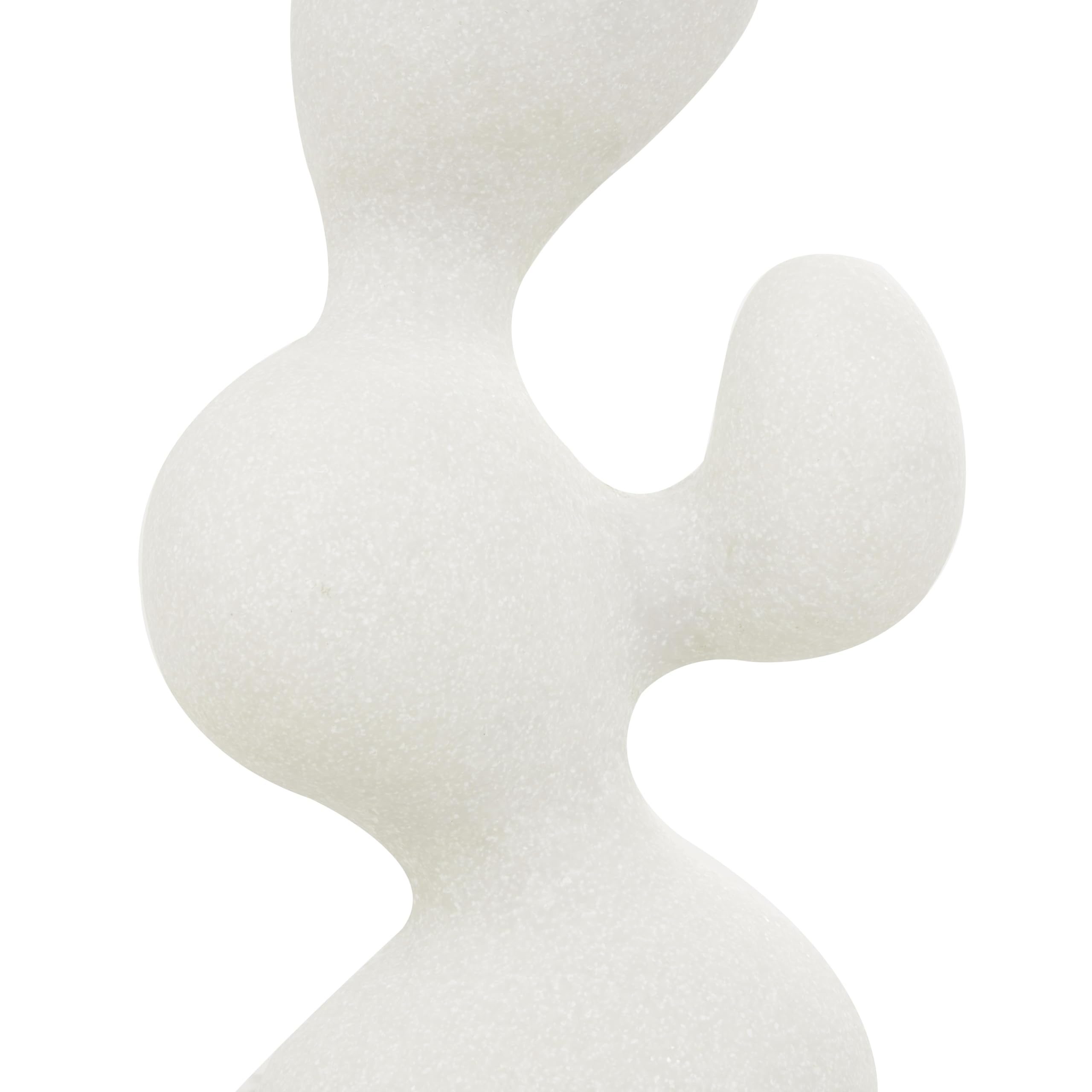 Deco 79 Polystone Abstract Decorative Sculpture Curved Shaped Home Decor Statue with Speckled Texturing, Accent Figurine 7" x 4" x 18", White