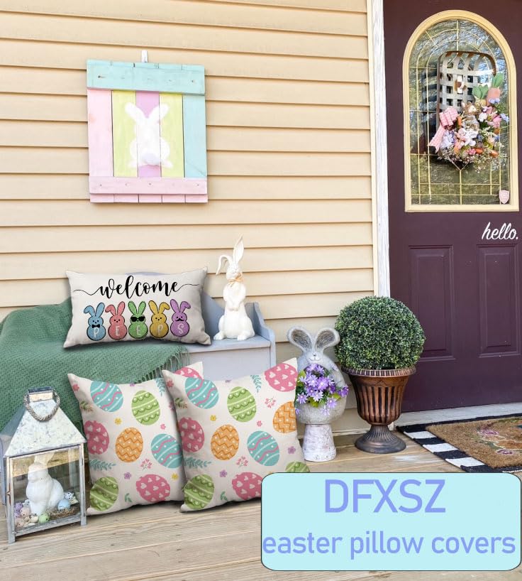 Easter Egg Throw Pillow Covers 18x18 Set of 2, Decorative Spring Sofa Decor