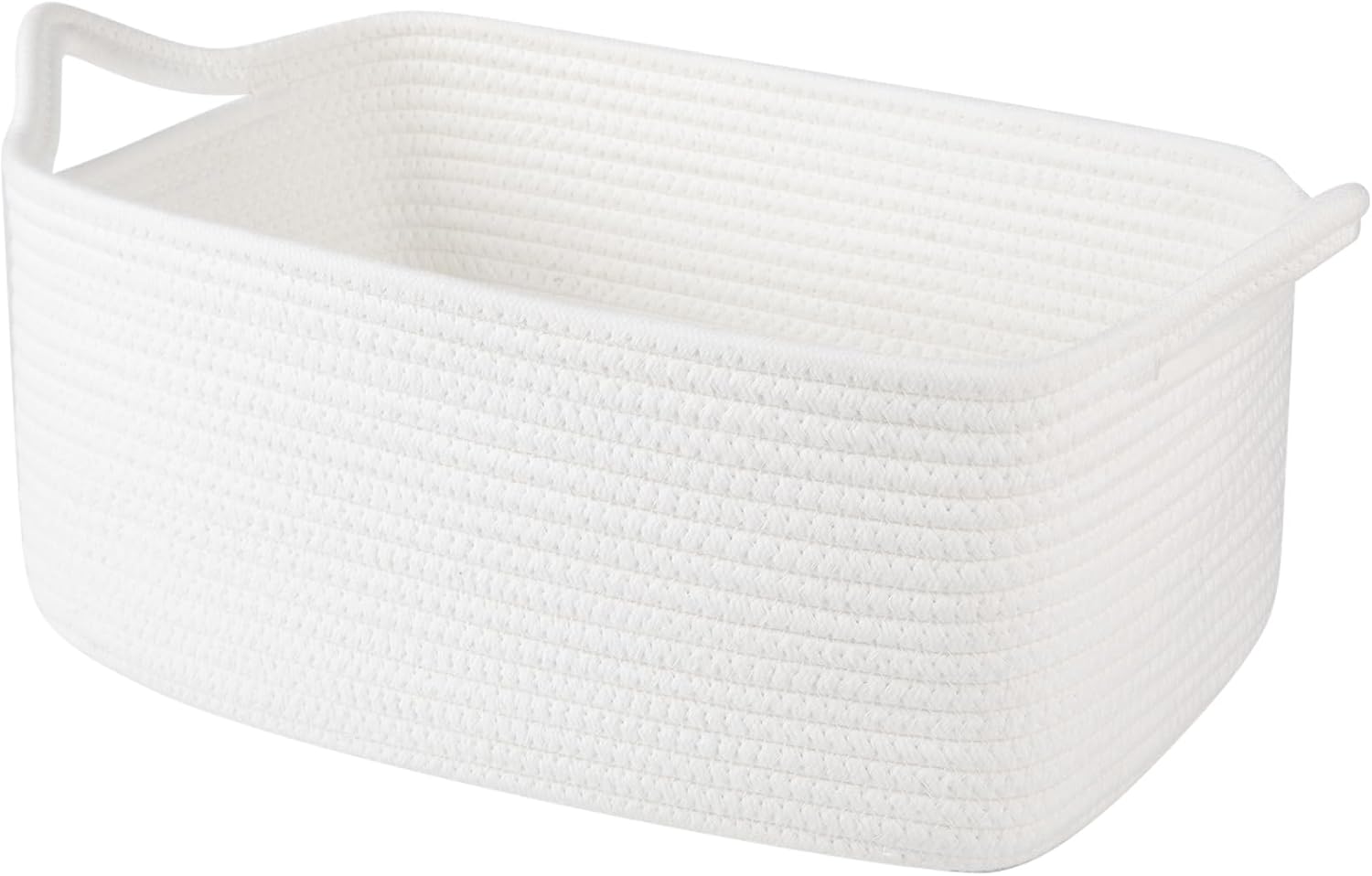 OIAHOMY Woven Storage Basket - 19L Gift Basket with Handles for Baby Showers & Nursery - White