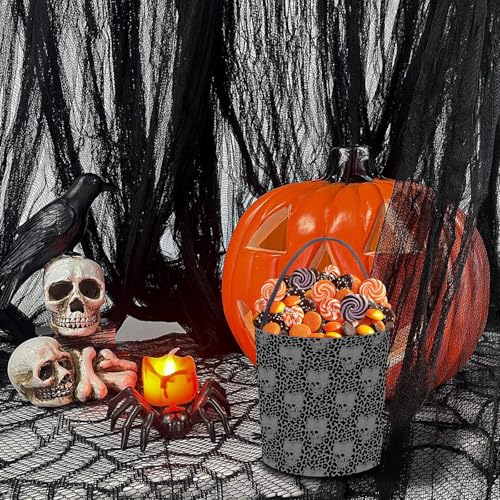 Joyly Halloween Boo Basket - Collapsible Skull Candy Tote for Kids
